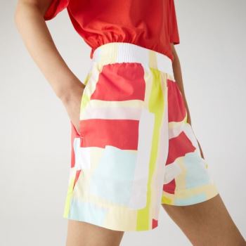 Lacoste Abstract-Print Cotton Poplin Shorts Dámské - Kraťasy Žluté / Bílé | CZ-9SX30Y